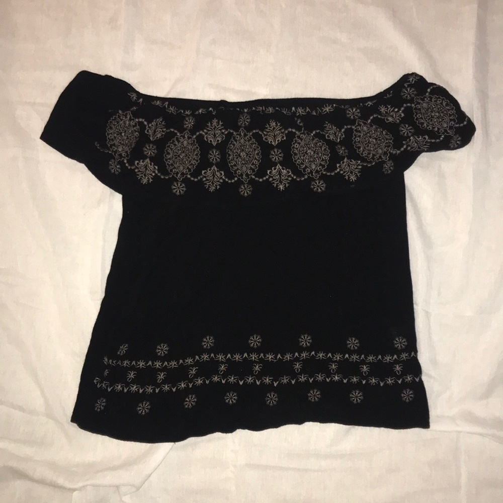 Black off the shoulder top.